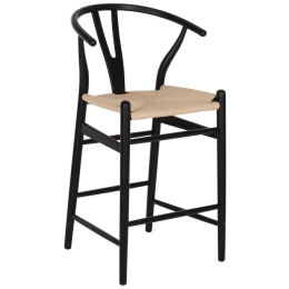 Σκαμπό Μπαρ Brave HM9405.02 Μεσαίου Ύψους 48x53x100cm Με Διχαλωτή Πλάτη Black-Beige