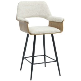 Σκαμπό Bar Clipp HM9987.02 57,5x53x98cm Ecru Μέταλλο,Ύφασμα