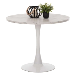 Τραπέζι Τραπεζαρίας Στρογγυλό HM9421.01 Φ90x74cm Marble White Μελαμίνη,Μέταλλο