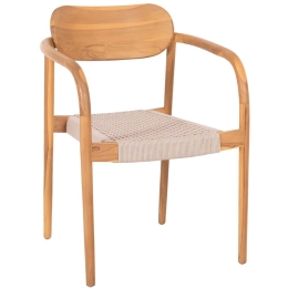 Πολυθρόνα Oslo HM9636.07 55x54x80cm Ξύλο-Σχοινί Natural-Beige Ξύλο,Σχοινί