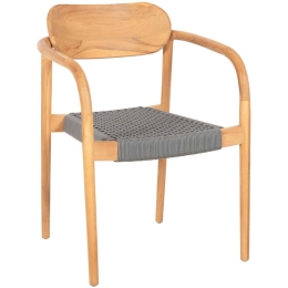 Πολυθρόνα Oslo HM9636.08 55x54x80cm Ξύλο-Σχοινί Natural-Grey Ξύλο,Σχοινί