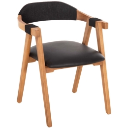 Πολυθρόνα Rimini HM9867.02 60x61x76cm Natural-Black Ξύλο,Τεχνόδερμα