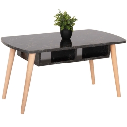 Τραπέζι Σαλονιού Sliven HM18178.02 90x50x47,5cm Marble Effect Black