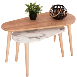 Τραπέζια Σαλονιού Aprilia (Σετ 2Τμχ) HM18179.03 94x47x47cm Marble Effect White-Natural