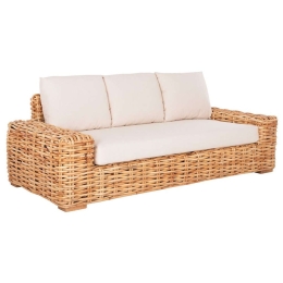 Καναπές Tropel HM9808 Τριθέσιος 216x88x85cm Με Μαξιλάρια Natural-White Τριθέσιος