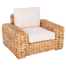 Πολυθρόνα Tropel HM9810 110x88x70-85cm Με Μαξιλάρια Natural-White