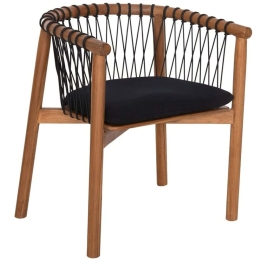 Πολυθρόνα Adama HM6131 64x51x73cm Natural-Black Ξύλο,Σχοινί