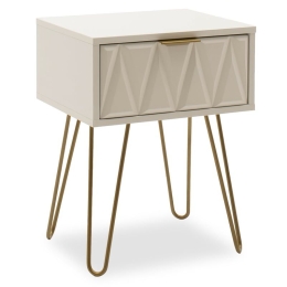 Κομοδίνο Isla 066-000009 42x35x55 White - Gold Mdf,Μέταλλο