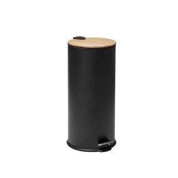 Κάδος Απορριμμάτων Mεταλλικός Με Καπάκι Bamboo 07.164646A 30lt Black Μέταλλο