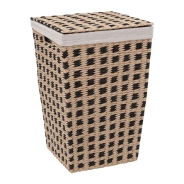 Καλάθι Απλύτων Black Rush 07.174734 33,5x32,5x53cm Natural-Black Ψάθα
