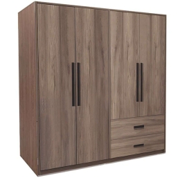 Ντουλάπα Τετράφυλλη Edritte 072-000098 160x52x195cm Light Walnut Τετράφυλλη