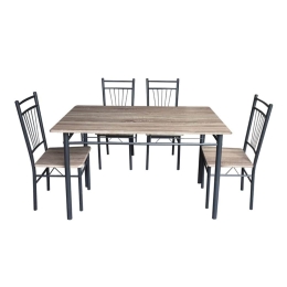Τραπεζαρία Roza I 072-000135 (Σετ 5Τμχ) 110x68x75cm Walnut-Black 4 Θέσεων