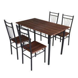 Τραπεζαρία Roza I 072-000136 (Σετ 5Τμχ) 110x68x75cm Coffee-Black 4 Θέσεων