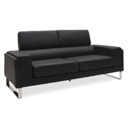 Καναπές Shea 074-000009 Τριθέσιος 198x80x87cm Black-Inox Μέταλλο,Τεχνόδερμα