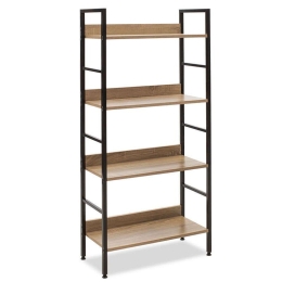 Βιβλιοθήκη Ramon 085-000002 60x28x125,5cm Natural - Black Μελαμίνη,Μέταλλο
