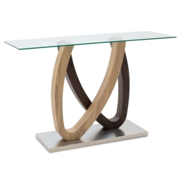 Κονσόλα Masai 093-000002 120x40x76cm Sonoma-Walnut Μέταλλο,Γυαλί
