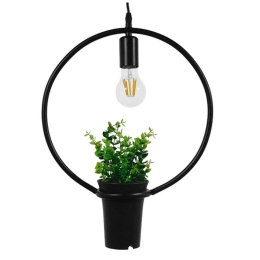 Φωτιστικό Οροφής Flowerpot 10001212 1xΕ27 Με Διακοσμητικό Φυτό Φ30cm Black GloboStar