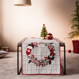 Runner Χριστουγεννιάτικο 790A Grey-Red Gofis Home 40Χ160