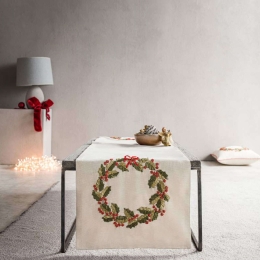 Runner Χριστουγεννιάτικο 813B Beige-Green  Gofis Home 40X120 40x120cm