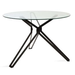 Τραπέζι Aryan 101-000020 Φ110x75cm Black-Clear Μέταλλο,Γυαλί