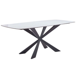 Τραπέζι Viano 101-000090 176x85x75cm Marble Effect Light Grey-Black Πέτρα,Μέταλλο