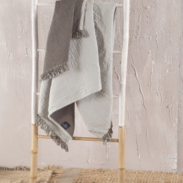 Πετσέτα Θαλάσσης - Παρεό Damasco Beige Ρυθμός Θαλάσσης 100x170cm Βαμβάκι-Λινό