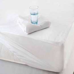 Επίστρωμα Αδιάβροχο Πετσετέ Με Λάστιχο White Ρυθμός Ημίδιπλο 120x230cm Βαμβάκι-Πολυέστερ