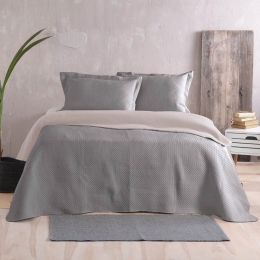 Κουβερλί Allure 02 Double Face (Σετ 2τμχ) Grey-Beige Ρυθμός Μονό 160x240cm Microfiber