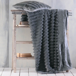 Κουβέρτα Καναπέ Γούνινη Trinity Διπλής Όψης Dark Grey Ρυθμός 130x 180 130x180cm Οικολογική Γούνα