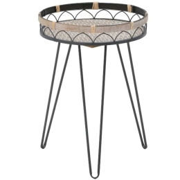 Τραπεζάκι Βοηθητικό Erzmo 115-003181 Φ40x56cm Natural-Black