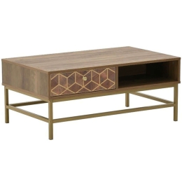 Τραπέζι Σαλονιού Brilo 115-003188 101x59x43cm Brown-Gold