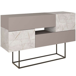 Μπουφές Roberta 119-001169 145x40x82cm Marble Effect White-Moca Μελαμίνη,Μέταλλο