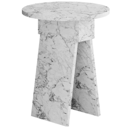 Τραπεζάκι Βοηθητικό Chen 119-001206 Φ42x50cm Marble Effect White