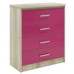 Συρταριέρα Παιδική Looney Με 4 Συρτάρια Castillo-Ροζ 80X40X95Cm 123-000079 Μελαμίνη