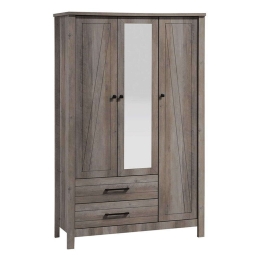 Ντουλάπα Τρίφυλλη Με Καθρέπτη Tara 123-000171 121x52x193cm Oak Τρίφυλλη