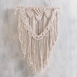Διακοσμητικό Τοίχου Macrame Amarosa 45X35 Ivory Ρυθμός Βαμβάκι