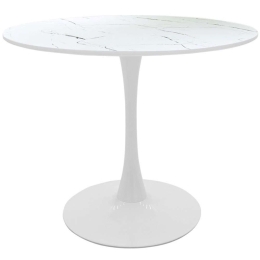 Τραπέζι Balou I 127-000167 Φ120x75cm Marble Effect White Mdf,Μέταλλο