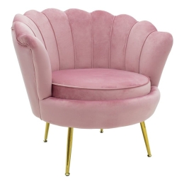 Πολυθρόνα Daimon 128-000002 79x74x78cm Pink-Gold Βελούδο, Μέταλλο