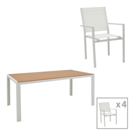 Τραπεζαρία Κήπου Zacreta- Nares 152-000076 (Σετ 5Τμχ) White-Natural 5 Θέσεων