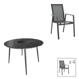 Τραπεζαρία Κήπου Pinap-Dashiell 152-000099 (Σετ 5Τμχ) Black 5 Θέσεων