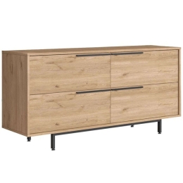 Μπουφές Lebon 176-000140 160x44,5x74cm Natural-Black Μοριοσανίδα, Μελαμίνη