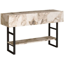 Κονσόλα Vien 176-000158 139x43x76cm Marble Effect Ecru Μοριοσανίδα, Μελαμίνη