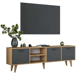 Έπιπλο Τηλεόρασης Sercio 182-000082 180x29,7x48,6cm Anthracite-Natural