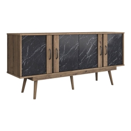 Μπουφές Suckie I 182-000100 180x45x82,6cm Walnut-Black Marble