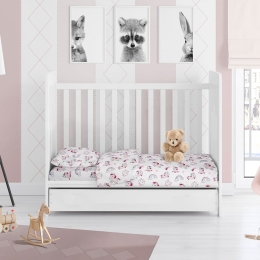 Παπλωματοθήκη Βρεφική Unicorn 108 White-Pink DimCol 120x160cm 100% Βαμβάκι