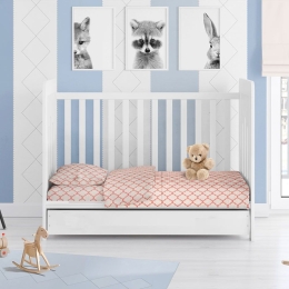 Πάπλωμα Βρεφικό Windows 161 White-Coral DimCol 120x160cm 100% Βαμβάκι