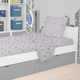 Πάπλωμα Βρεφικό Εμπριμέ Panda 112 Grey-Green DimCol 120x160cm 100% Βαμβάκι