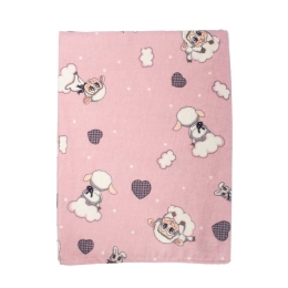 Πάπλωμα Βρεφικό Φανελένια Προβατάκι 05 Pink DimCol 120x160cm 100% Βαμβακερή Φανέλα
