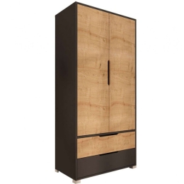 Ντουλάπα Δίφυλλη Forx 197-000222 90x45x180cm Oak-Anthracite Δίφυλλη