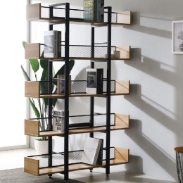 Βιβλιοθήκη Musha 197-000299 120x22x185cm Black-Oak